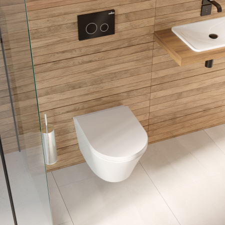 Комплект 6 в 1 Lavinia Boho Biore Compacto Rimless 77040096, премиум со стеклянной черной клавишей, инсталляцией и унитазом