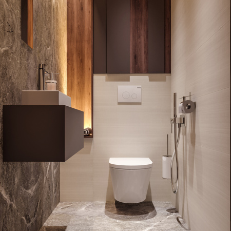 Комплект 6 в 1 Lavinia Boho Biore Compacto Rimless 77040095, премиум со стеклянной белой клавишей, инсталляцией и унитазом