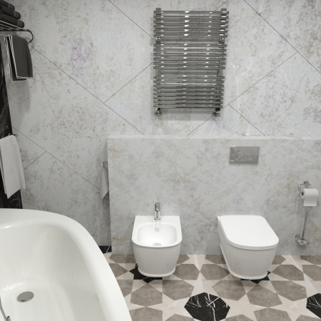 Комплект 6 в 1 Lavinia Boho Bell Pro Rimless 75110009, премиум со стеклянной бело-коричневой клавишей, инсталляцией и унитазом