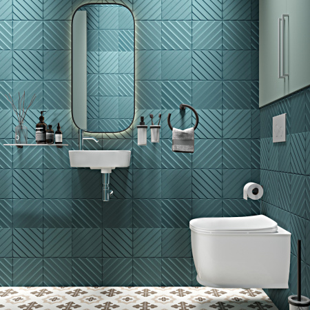 Комплект 6 в 1 Lavinia Boho Bell Pro Rimless 77040042, премиум с пластиковой серебристой клавишей, инсталляцией и унитазом