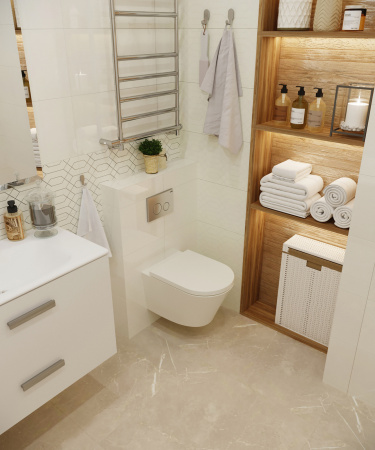 Комплект 6 в 1 Lavinia Boho Biore Compacto Rimless 77050174, премиум с пластиковой серебристой клавишей, удлиненным крепежом, инсталляцией и унитазом