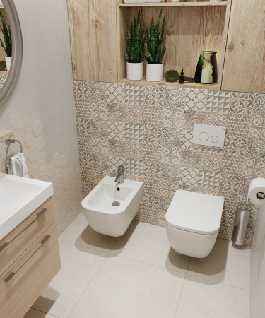 Комплект 6 в 1 Lavinia Boho One Rimless 77050161, премиум с пластиковой белой клавишей, удлиненным крепежом, инсталляцией и унитазом