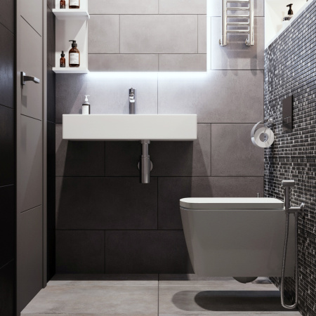 Комплект 6 в 1 Lavinia Boho Aveo Rimless 77040127, премиум с пластиковой серой клавишей, инсталляцией и унитазом