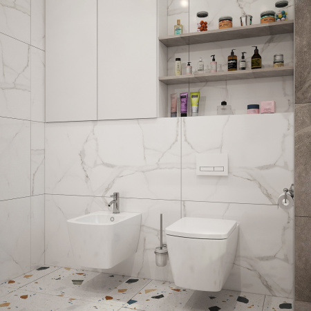 Комплект 6 в 1 Lavinia Boho Aveo Rimless 77040129, премиум со стеклянной белой клавишей, инсталляцией и унитазом