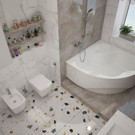 Комплект 6 в 1 Lavinia Boho Aveo Rimless 77040129, премиум со стеклянной белой клавишей, инсталляцией и унитазом