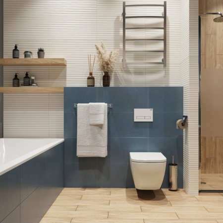 Комплект 6 в 1 Lavinia Boho One 75110046, премиум с пластиковой черно-золотистой клавишей, инсталляцией и унитазом