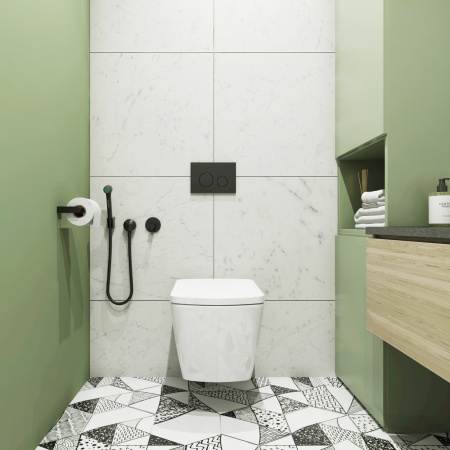 Комплект 6 в 1 Lavinia Boho Aveo Rimless 75110244, премиум с пластиковой бело-коричневой клавишей, инсталляцией и унитазом