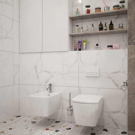 Комплект 6 в 1 Lavinia Boho Aveo Rimless 75110240, премиум со стеклянной красно-белой клавишей, инсталляцией и унитазом