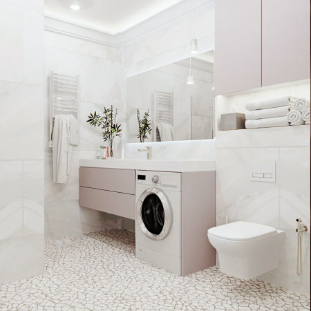 Комплект 6 в 1 Lavinia Boho Bristol Rimless 75110207, премиум со стеклянной фиолетово-белой клавишей, инсталляцией и унитазом