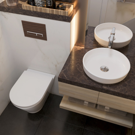 Комплект 6 в 1 Lavinia Boho Elegant Rimless 87561085, премиум с каменной черно-серой клавишей, инсталляцией и унитазом