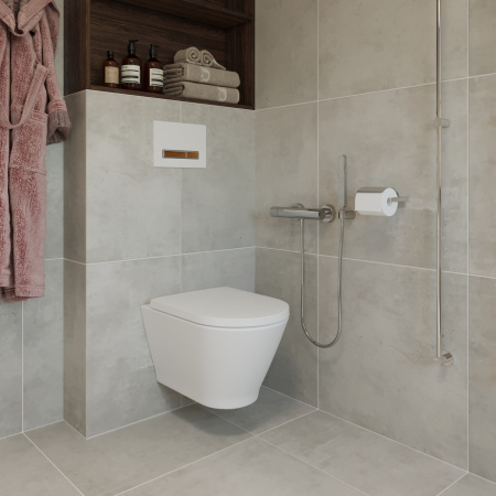 Комплект 6 в 1 Lavinia Boho Elegant Rimless 87561061, премиум с пластиковой серой клавишей, инсталляцией и унитазом