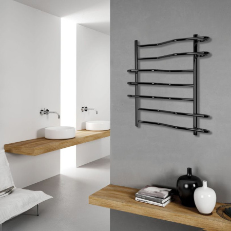 Водяной полотенцесушитель Vimarr Saturn PSBP14VMRS58BL 500x800, с фитингами в комплекте, черный матовый