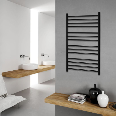 Полотенцесушитель водяной Vimarr Saturn PSV-70VMRS51BL 500х1000 лесенка, с фитингами в комплекте, черный матовый