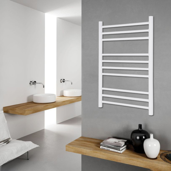 Полотенцесушитель водяной Vimarr Saturn PSV-70VMRS58W 500х800 лесенка, с фитингами в комплекте, белый матовый