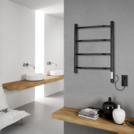 Электрический полотенцесушитель Vimarr Kaskad PSKDVMRKe56BL 500x600 (регулятор температуры, таймер), черный матовый