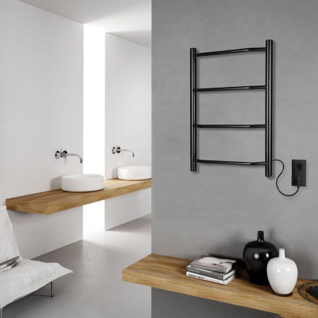 Электрический полотенцесушитель Vimarr Kaskad PSKkVMRKe46BL 400х600, черный матовый