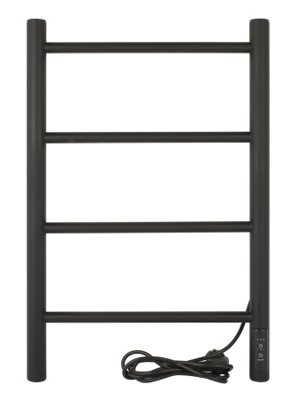 Полотенцесушитель электрический Vimarr Kaskad Mega LNK-LMVMRKeT46BM 400х600 лесенка, с термостатом и скрытым подключением, черный матовый (муар)
