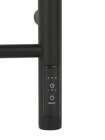 Полотенцесушитель электрический Vimarr Kaskad Mega LNK-LMVMRKe0411LTS56BM 500х600 лесенка, с термостатом и скрытым подключением, черный матовый (муар)