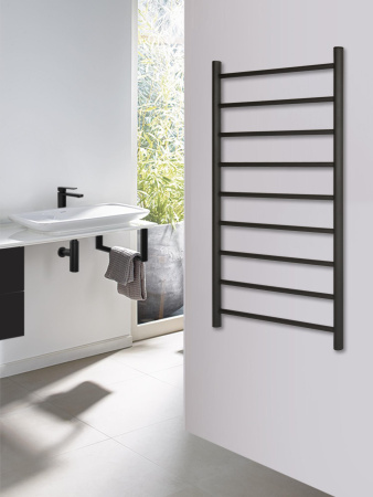 Полотенцесушитель водяной Vimarr Briz Mega LNK-LM13VMRB51BM 500х1000 лесенка, черный матовый (муар)