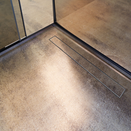 Трап для душа линейный (душевой лоток) Vimarr A-2 516A236001050 600 мм с горизонтальным выходом D50 мм, с решеткой под плитку (перевертыш)