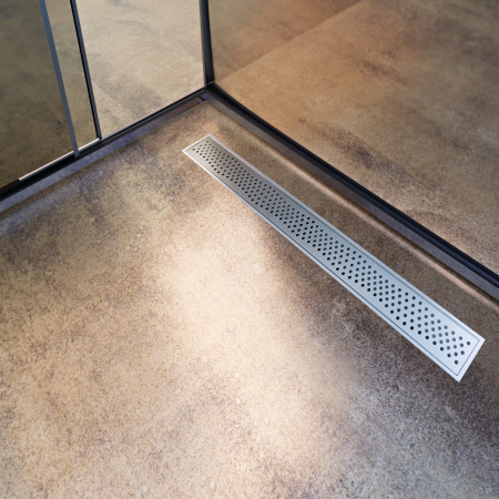 Трап линейный (душевой лоток) Vimarr A.1 517A31011050 1000 мм с рамкой из нержавеющей стали, с горизонтальным выходом D50 мм, с решеткой хром