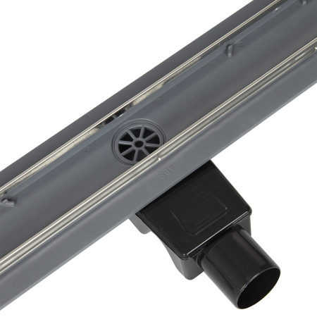 Трап линейный (душевой лоток) Vimarr LMC-1 516LMC139011050 900 мм с рамкой из нержавеющей стали, с горизонтальным выходом D50 мм, с решеткой хром