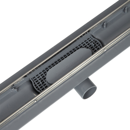 Трап линейный (душевой лоток) Vimarr WD-2 516WD236011040 600 мм с рамкой из нержавеющей стали, с горизонтальным выходом D40/50 мм, с решеткой под плитку (перевертыш)