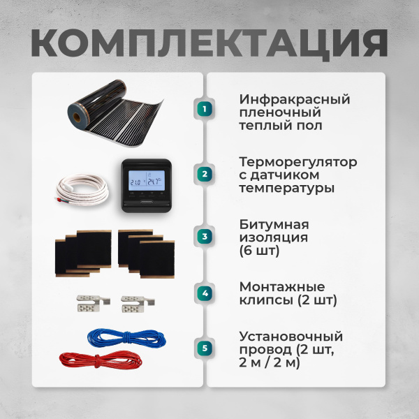 Теплый пол Bejert B B750-XICA-1.0-220-12 1 м2 220 Вт с черным программируемым терморегулятором