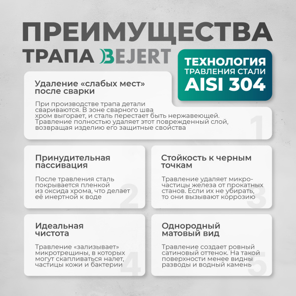 Трап линейный (душевой лоток) Bejert D-1 B713D180-11050-3 800 мм с горизонтальным выходом D40/50 мм, из нержавеющей стали, хром