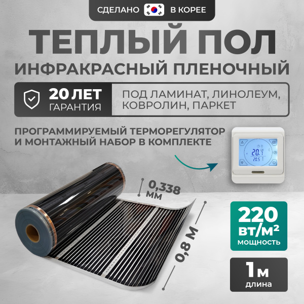 Теплый пол Bejert B B751-XICA80-1-21 1м 220 Вт/м2 с белым программируемым сенсорным терморегулятором