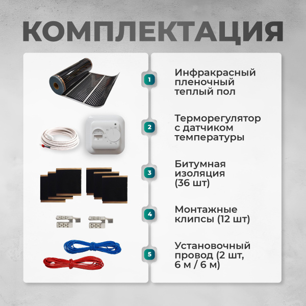 Теплый пол Bejert B B752-XICA100-6-01 6м 220 Вт/м2 с белым механическим терморегулятором